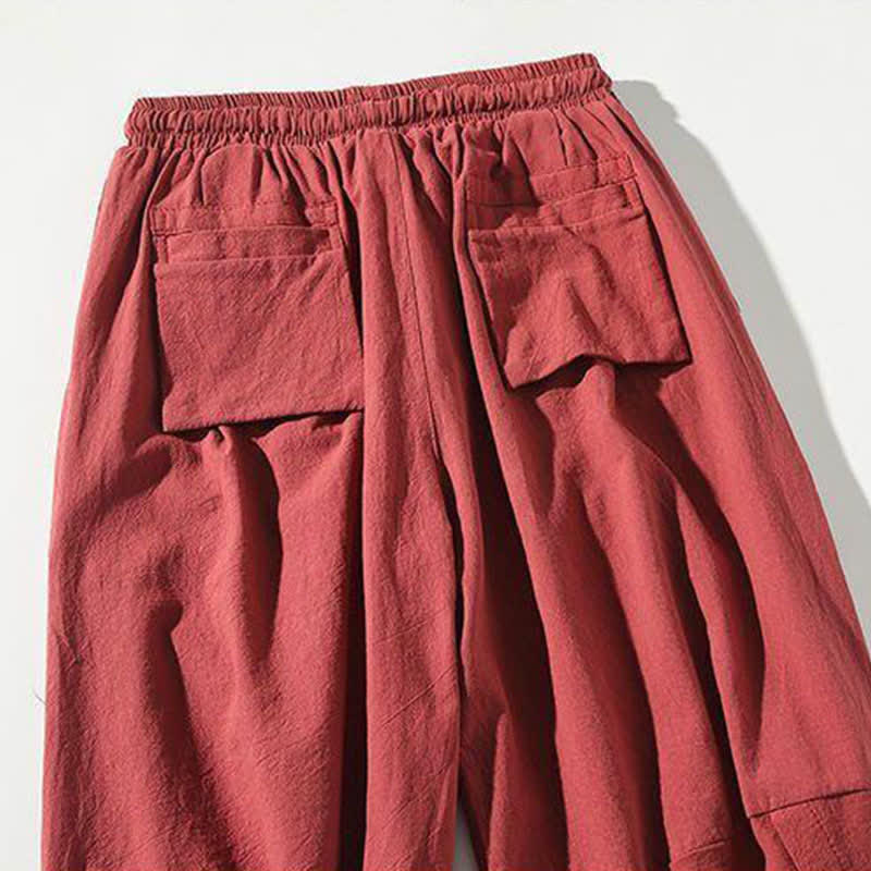 Buddha Stones Sommerliche Tang Style Caprihose mit Koi-Fisch-Motiv, Kordelzug, Herren-Haremshose mit Tasche - image 7