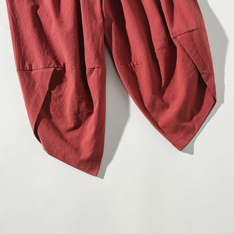 Buddha Stones Sommerliche Tang Style Caprihose mit Koi-Fisch-Motiv, Kordelzug, Herren-Haremshose mit Tasche - image 9