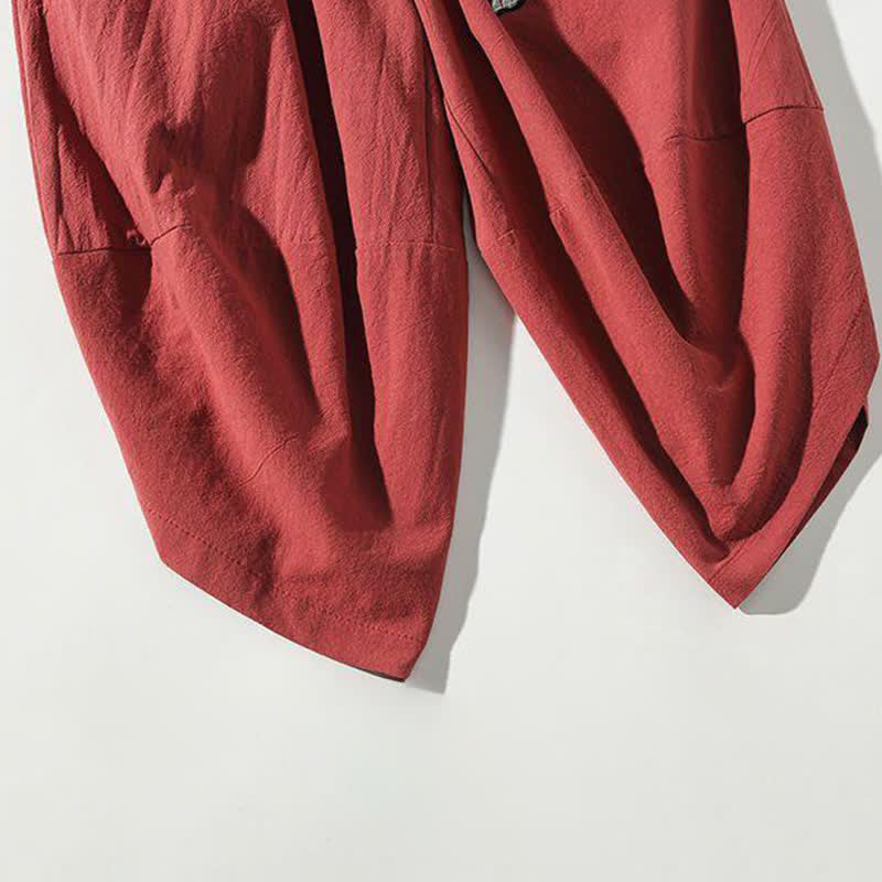 Buddha Stones Sommerliche Tang Style Caprihose mit Koi-Fisch-Motiv, Kordelzug, Herren-Haremshose mit Tasche - image 10