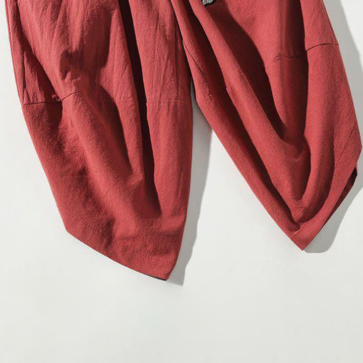 Buddha Stones Sommerliche Tang Style Caprihose mit Koi-Fisch-Motiv, Kordelzug, Herren-Haremshose mit Tasche - image 10