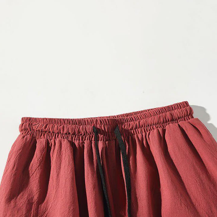 Buddha Stones Sommerliche Tang Style Caprihose mit Koi-Fisch-Motiv, Kordelzug, Herren-Haremshose mit Tasche - image 3
