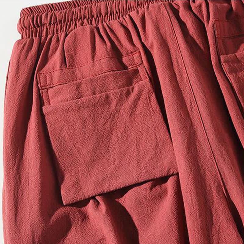 Buddha Stones Sommerliche Tang Style Caprihose mit Koi-Fisch-Motiv, Kordelzug, Herren-Haremshose mit Tasche - image 8