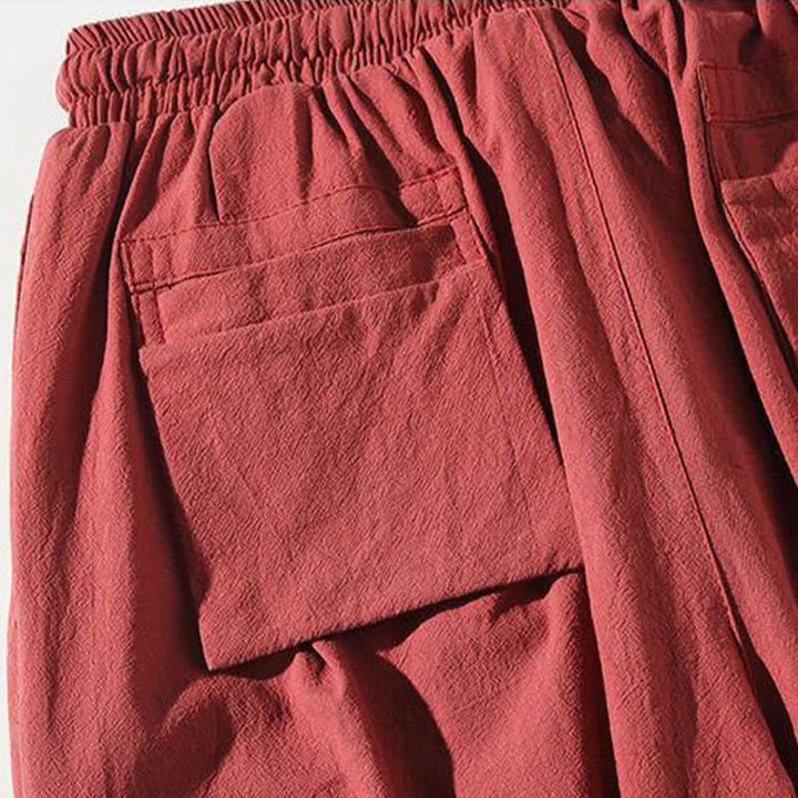 Buddha Stones Sommerliche Tang Style Caprihose mit Koi-Fisch-Motiv, Kordelzug, Herren-Haremshose mit Tasche - image 8