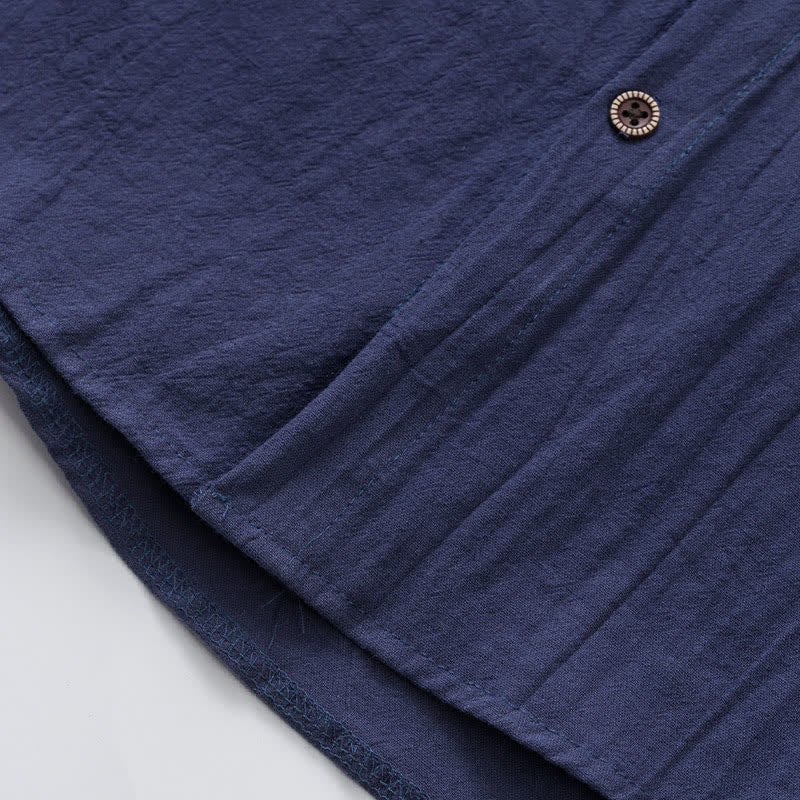 Buddha Stones Lässiges, minimalistisches Tanktop mit Knopfleiste und Kordelzug für Herren – ärmellos - image 7