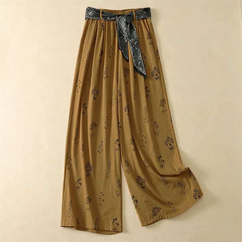 Buddha Stones Lässige Vintage-Sommerhose mit Blumenmuster, Kordelzug, weites Bein und Tasche - Dunkelgoldenrod - US8-10, UK/AU12-14, EU40-42 (2XL) - image 5