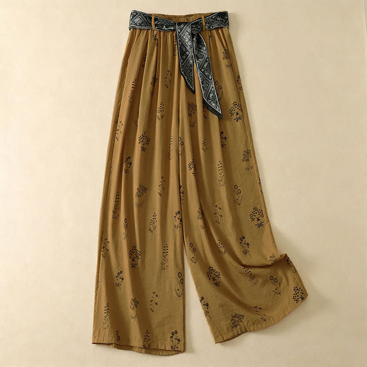 Buddha Stones Lässige Vintage-Sommerhose mit Blumenmuster, Kordelzug, weites Bein und Tasche - Dunkelgoldenrod - US8-10, UK/AU12-14, EU40-42 (2XL) - image 5