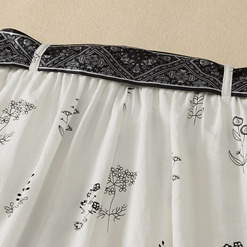 Buddha Stones Lässige Vintage-Sommerhose mit Blumenmuster, Kordelzug, weites Bein und Tasche - image 15