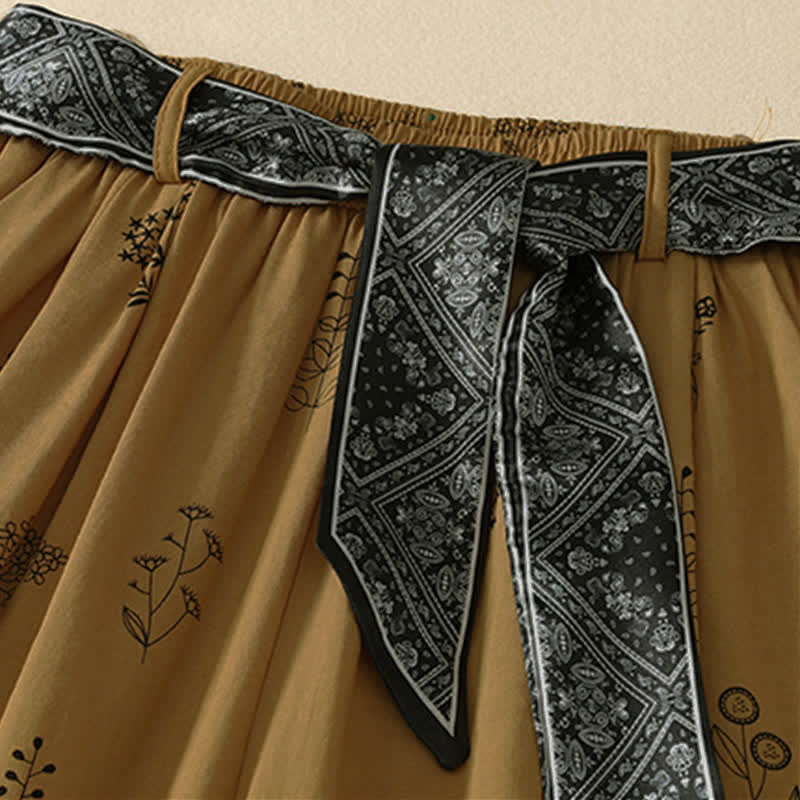 Buddha Stones Lässige Vintage-Sommerhose mit Blumenmuster, Kordelzug, weites Bein und Tasche - image 6