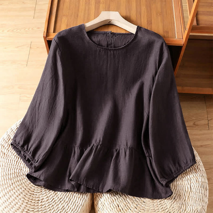 Buddha Stones Sommerliches, lässiges, minimalistisches, einfarbiges Kurzarm-T-Shirt für Damen mit ausgestelltem Saum - Lila - US12, UK/AU16, EU44 (2XL) - image 9