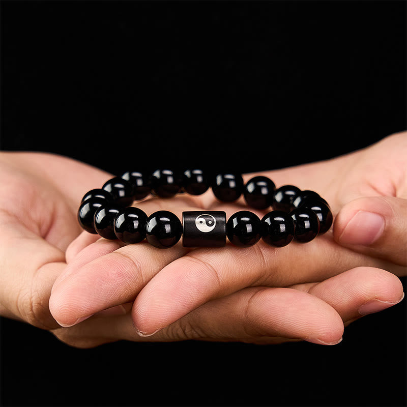 Buddha Stones Armband aus Ebenholz mit Yin-Yang-Symbol und eingelegten Perlen - image 10