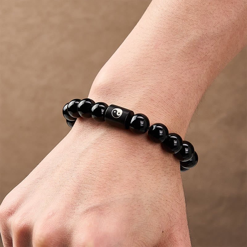 Buddha Stones Armband aus Ebenholz mit Yin-Yang-Symbol und eingelegten Perlen - image 11