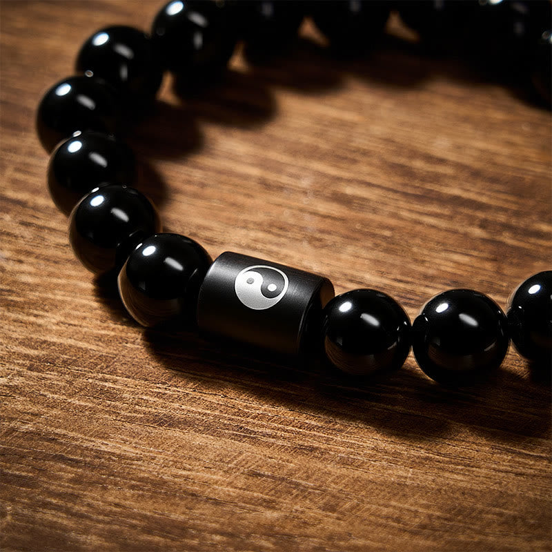 Buddha Stones Armband aus Ebenholz mit Yin-Yang-Symbol und eingelegten Perlen - image 12