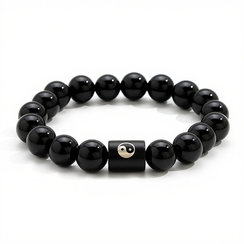 Buddha Stones Armband aus Ebenholz mit Yin-Yang-Symbol und eingelegten Perlen - image 8
