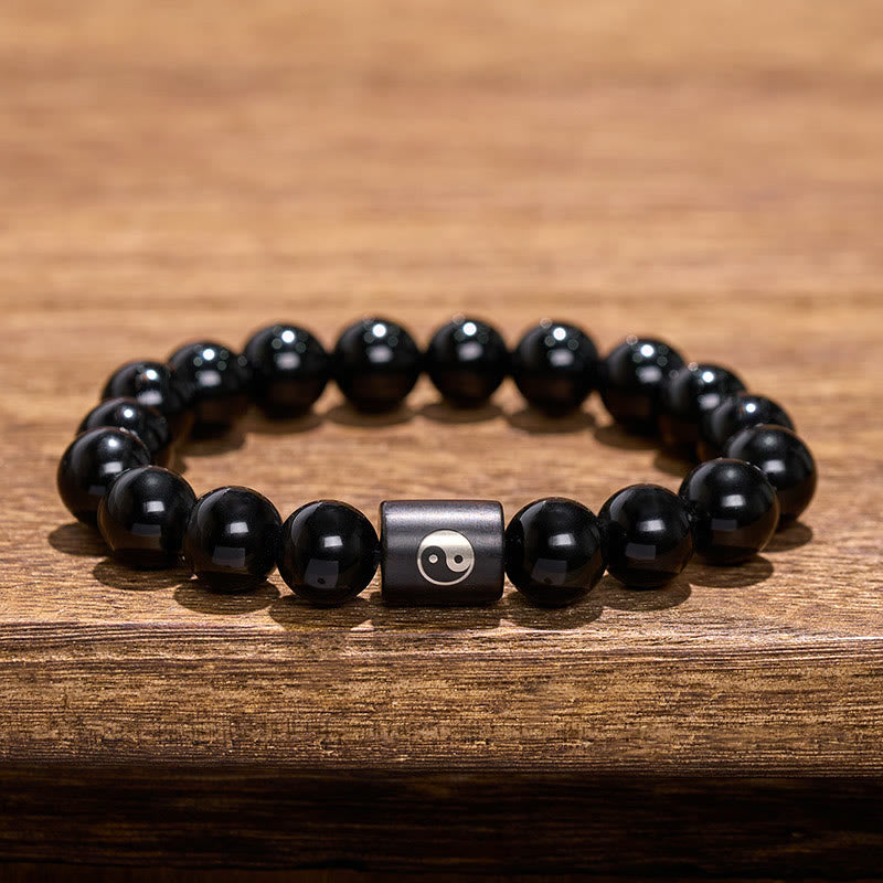 Buddha Stones Armband aus Ebenholz mit Yin-Yang-Symbol und eingelegten Perlen - image 9