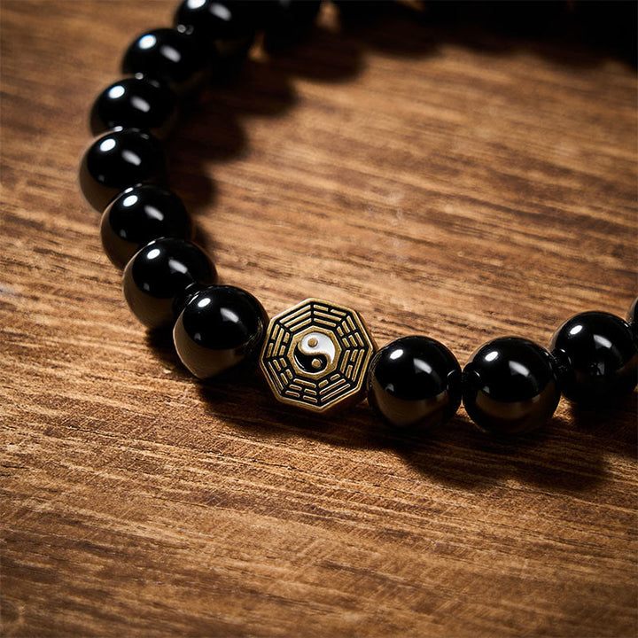 Buddha Stones Schwarzes Onyx-Bagua-Balance-Charm-Perlenarmband - image 10