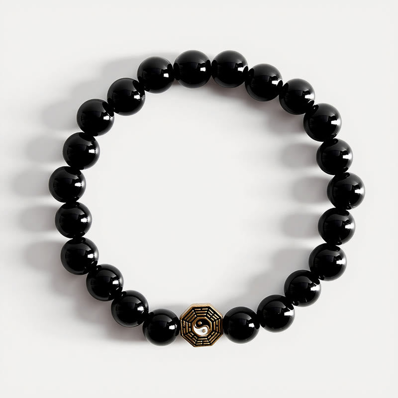 Buddha Stones Schwarzes Onyx-Bagua-Balance-Charm-Perlenarmband - image 3