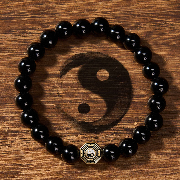 Buddha Stones Schwarzes Onyx-Bagua-Balance-Charm-Perlenarmband - Bagua (Gleichgewicht ♥ Harmonie) - image 0