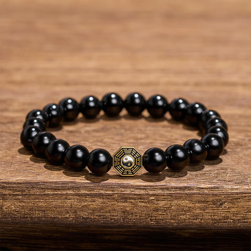Buddha Stones Schwarzes Onyx-Bagua-Balance-Charm-Perlenarmband - image 2