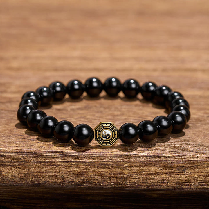 Buddha Stones Schwarzes Onyx-Bagua-Balance-Charm-Perlenarmband - image 2