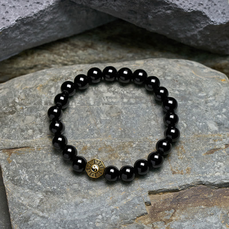 Buddha Stones Schwarzes Onyx-Bagua-Balance-Charm-Perlenarmband - image 4