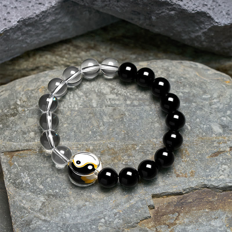 Buddha Stones Liuli Glasperlen-Armband mit Yin-Yang-Balance, doppelseitig, rund - image 3