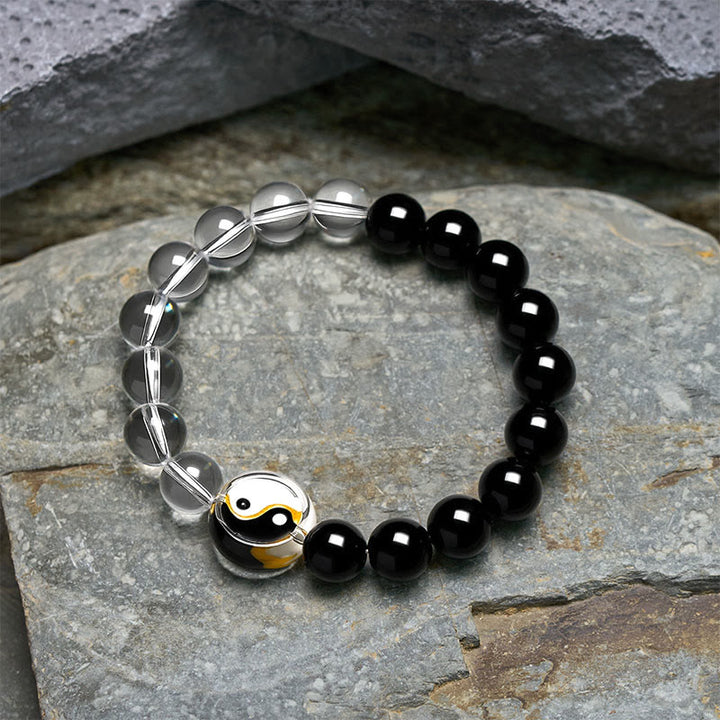 Buddha Stones Liuli Glasperlen-Armband mit Yin-Yang-Balance, doppelseitig, rund - image 3