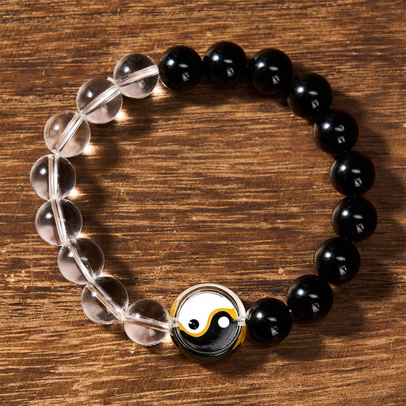 Buddha Stones Liuli Glasperlen-Armband mit Yin-Yang-Balance, doppelseitig, rund - image 2