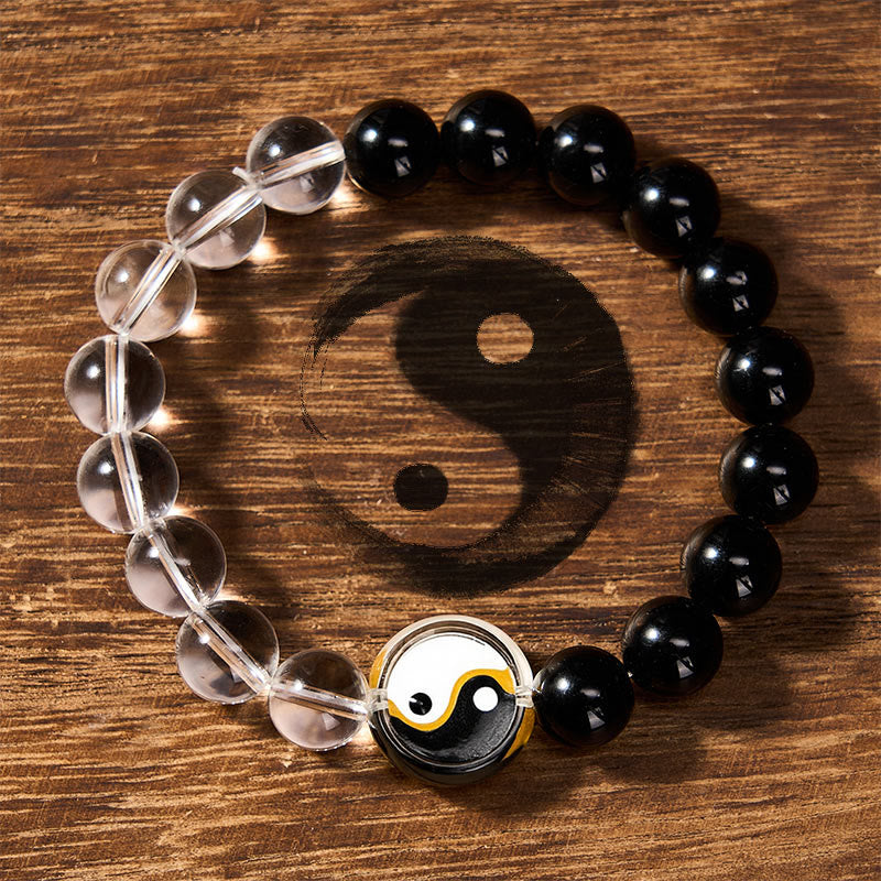 Buddha Stones Liuli Glasperlen-Armband mit Yin-Yang-Balance, doppelseitig, rund - image 1