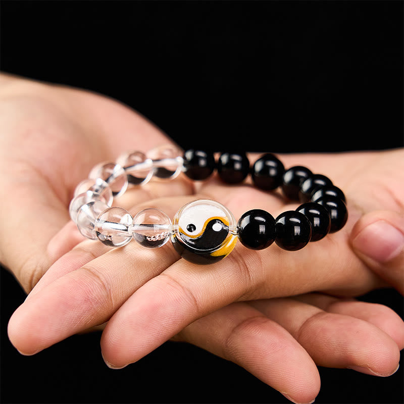 Buddha Stones Liuli Glasperlen-Armband mit Yin-Yang-Balance, doppelseitig, rund - image 4