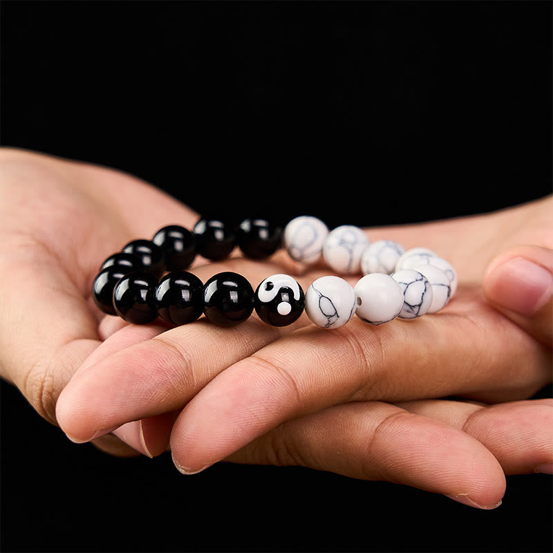 Buddha Stones Liuli Glasperlen-Armband mit Yin-Yang-Balance-Rundperlen - image 3