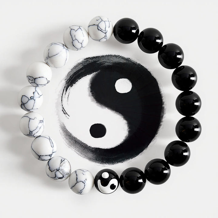 Buddha Stones Liuli Glasperlen-Armband mit Yin-Yang-Balance-Rundperlen - Yin Yang (Harmonie ♥ Balance) - image 0