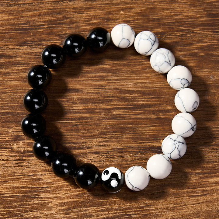 Buddha Stones Liuli Glasperlen-Armband mit Yin-Yang-Balance-Rundperlen - image 1