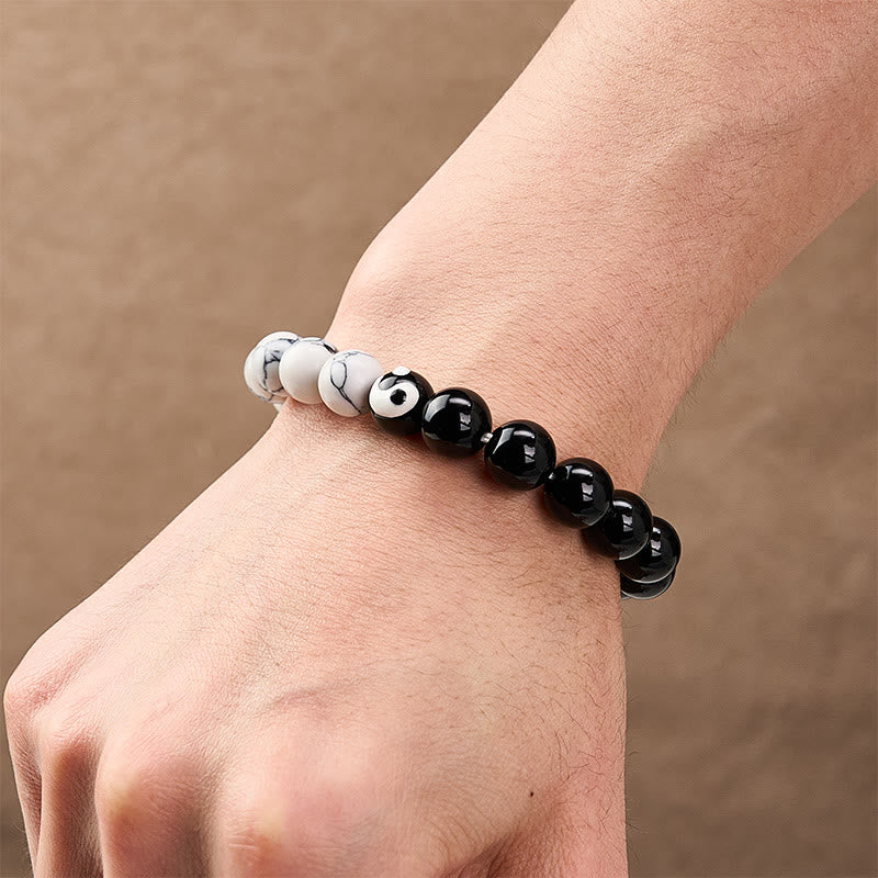 Buddha Stones Liuli Glasperlen-Armband mit Yin-Yang-Balance-Rundperlen - image 4