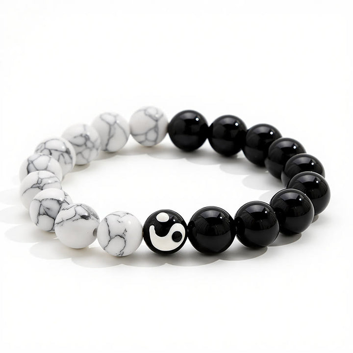Buddha Stones Liuli Glasperlen-Armband mit Yin-Yang-Balance-Rundperlen - image 2