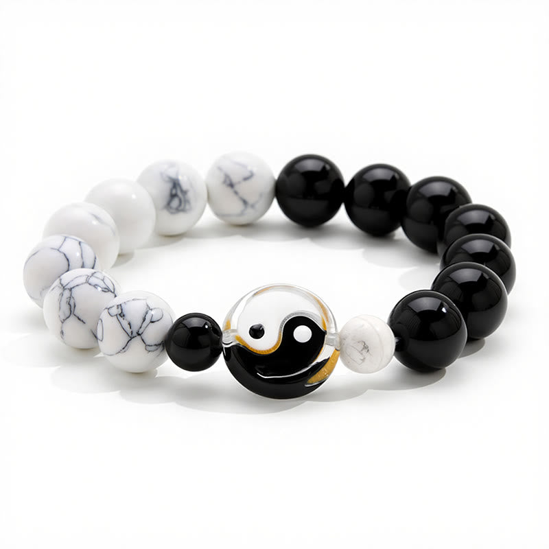 Buddha Stones Liuli Glasperlen-Armband mit Yin-Yang-Balance-Rundperlen - image 2