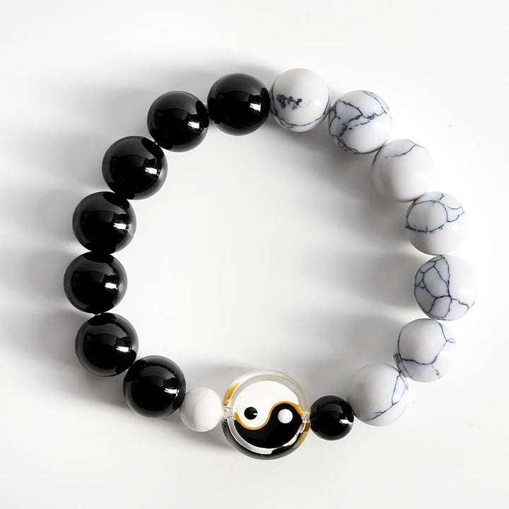 Buddha Stones Liuli Glasperlen-Armband mit Yin-Yang-Balance-Rundperlen - image 1