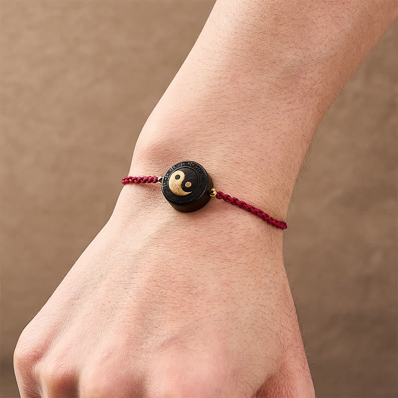 Buddha Stones Armband aus Ebenholz mit Bagua-Symbol und roter Schnur - image 5