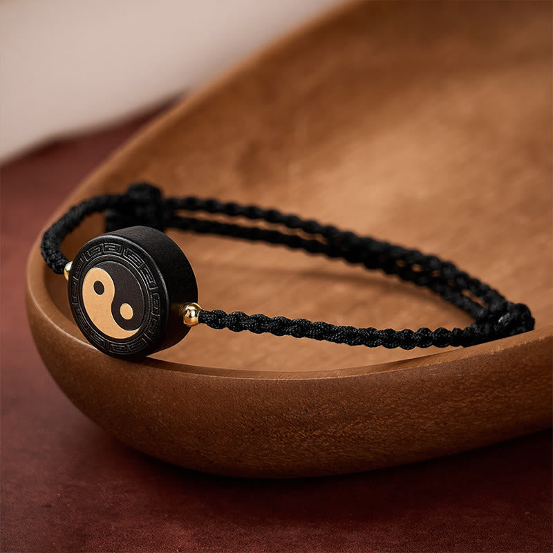 Buddha Stones Armband aus Ebenholz mit Bagua-Symbol und roter Schnur - image 9