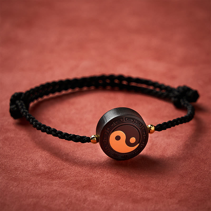 Buddha Stones Armband aus Ebenholz mit Bagua-Symbol und roter Schnur - image 12