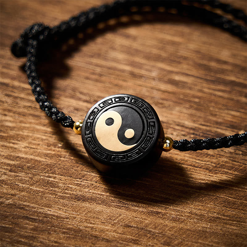 Buddha Stones Armband aus Ebenholz mit Bagua-Symbol und roter Schnur - image 14
