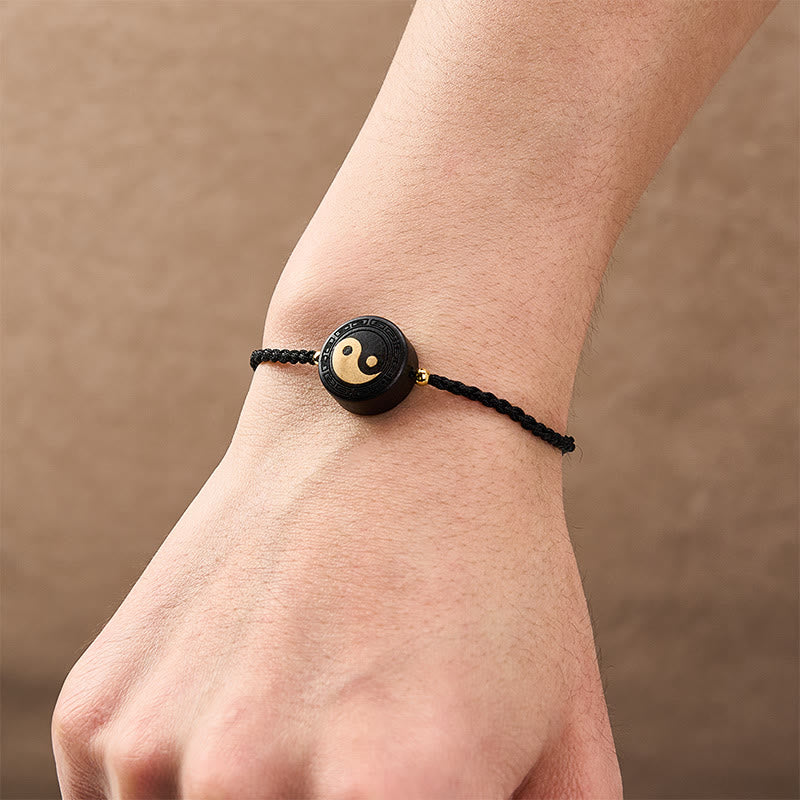 Buddha Stones Armband aus Ebenholz mit Bagua-Symbol und roter Schnur - image 15