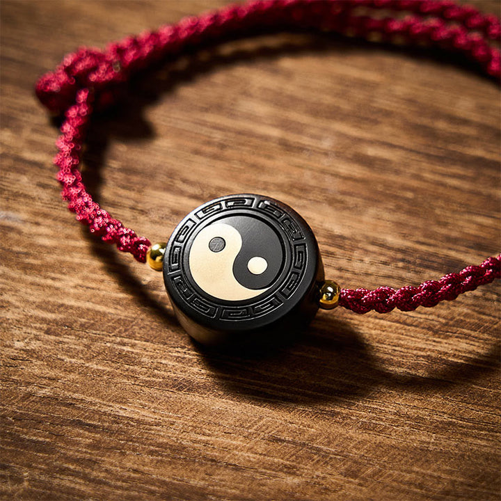 Buddha Stones Armband aus Ebenholz mit Bagua-Symbol und roter Schnur - image 4
