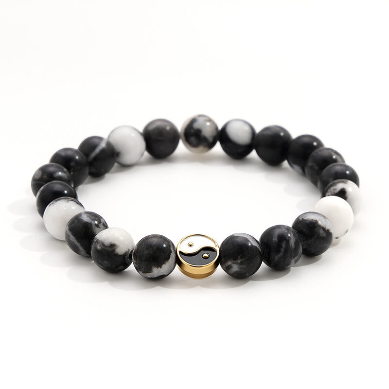 Buddha Stones Orca-Achat Yin Yang Harmonie Rundperlenarmband - image 1