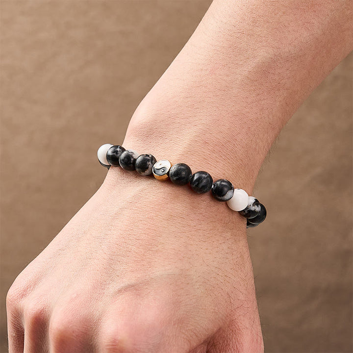 Buddha Stones Orca-Achat Yin Yang Harmonie Rundperlenarmband - image 3