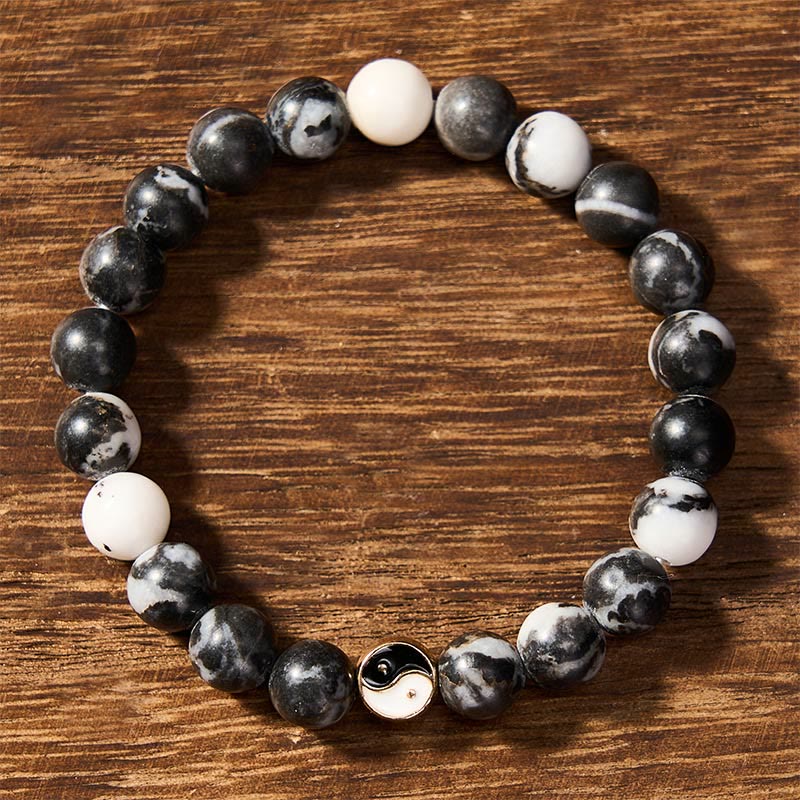Buddha Stones Orca-Achat Yin Yang Harmonie Rundperlenarmband - image 2