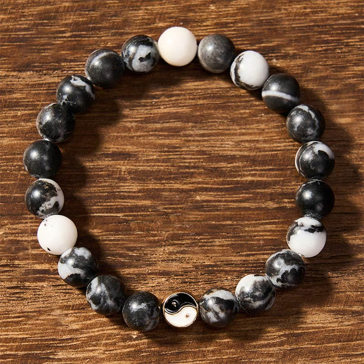 Buddha Stones Orca-Achat Yin Yang Harmonie Rundperlenarmband - image 2
