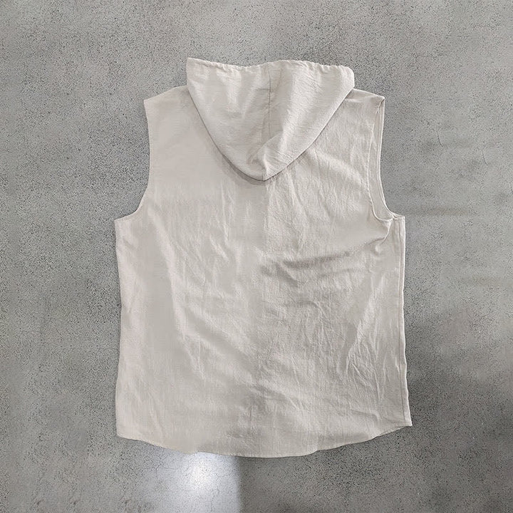 Buddha Stones Lässiges, minimalistisches Tanktop mit Knopfleiste und Kordelzug für Herren – ärmellos - image 23