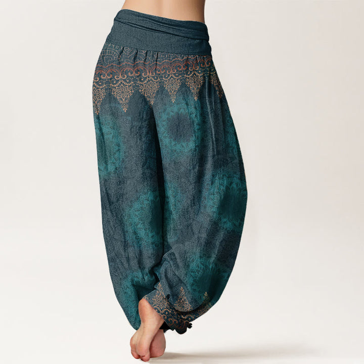 Buddha Stones Haremshose aus reiner Baumwolle mit dreieckigem Mandala-Muster für Damen, elastische Taille - image 2