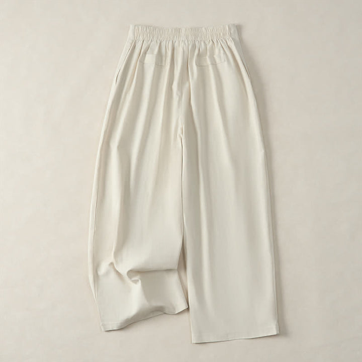 Buddha Stones Sommerliche, minimalistische und elegante, geknöpfte Damenhose mit Reißverschluss, geradem Bein und Taschen - image 18