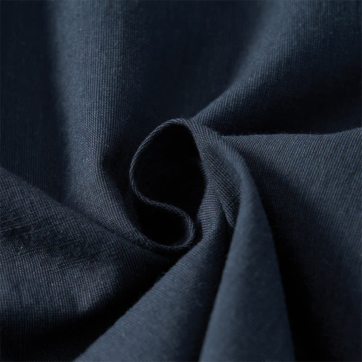 Buddha Stones Sommerliche, minimalistische und elegante, geknöpfte Damenhose mit Reißverschluss, geradem Bein und Taschen - image 8
